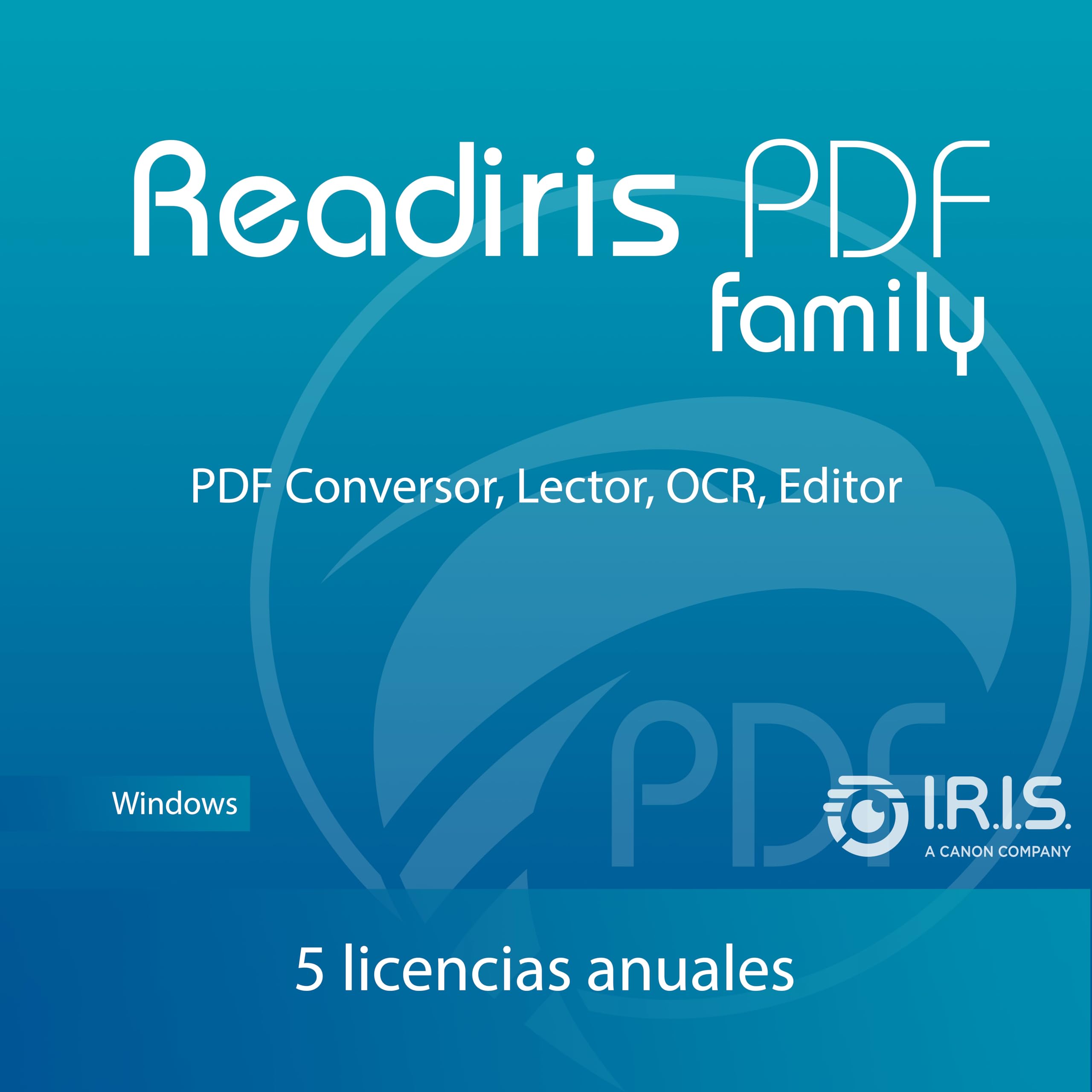 Readiris PDF Famille 365 Éditeur PDF professionnel – logiciel PDF 5 Licences annuelle pour 5 PC Windows