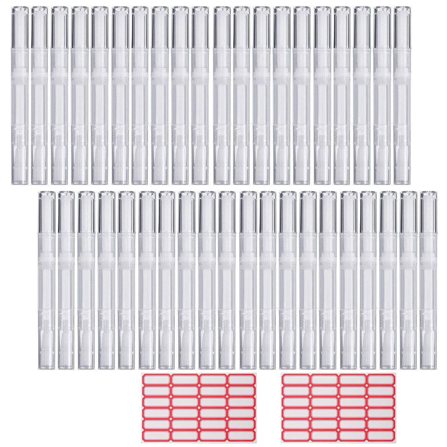 40 Pack 3 ML Transparent Twist Pens Empty Cuticle Nail Oil Pen with Brush Tip Cosmetic Lip Gloss