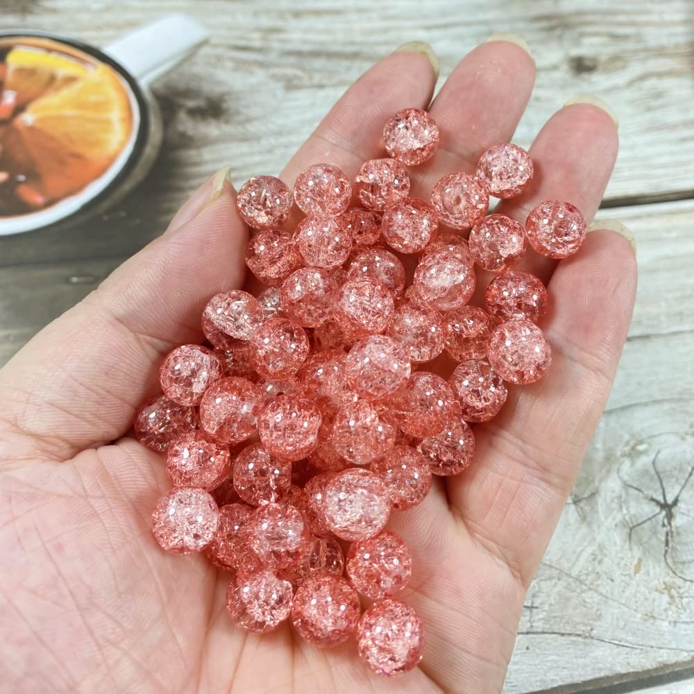 100 perline in vetro craquelé, 10 mm, perline rotonde in vetro cristallo, per la creazione di gioielli, perline distanziatrici rotonde in vetro, perline sfuse per collane, bracciali, orecchini,