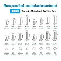 Vista 2 de Kit surtido de tuercas y tornillos, 900 piezas de acero inoxidable métricos surtidos M6 M5 M4 M3 Juego de tornillos de máquina Phillips