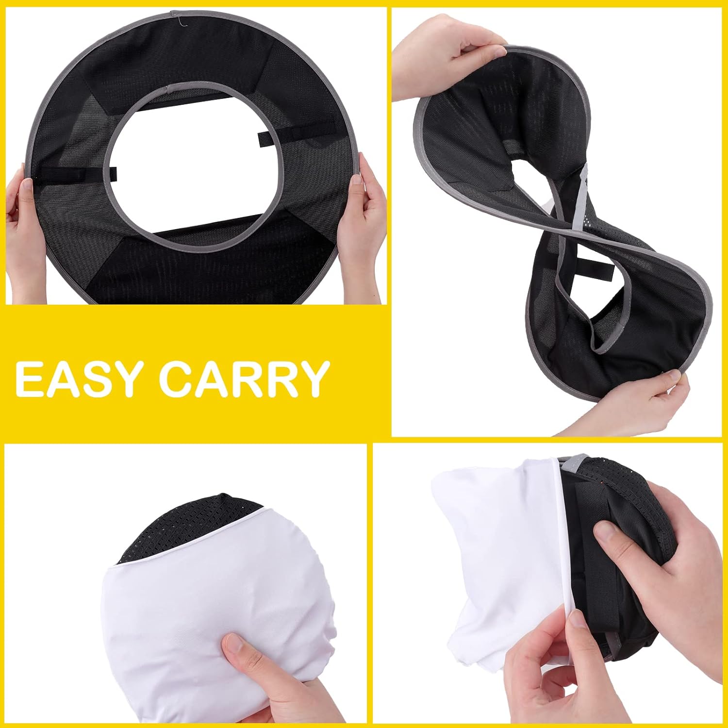 SATINIOR 2 Pcs Sun Hard Hat Neck Protection High Visibility Full Brim Mesh Sun Protection and Neck Gaiter Bandana Face Scarf for Construction Helmet Hard Hat Accessories, Reflective(Black)