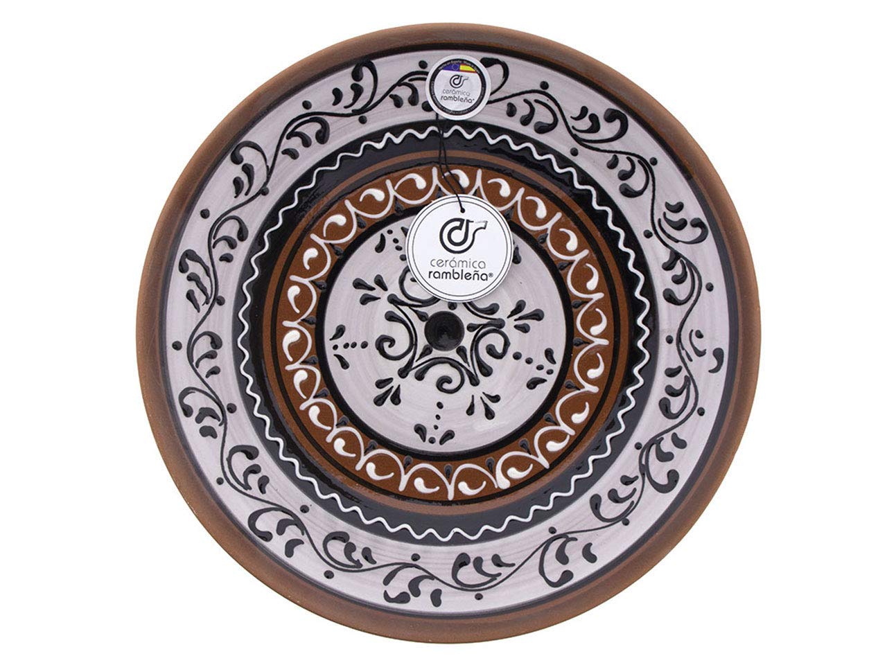 CERÁMICA RAMBLEÑA | Piatto Decorativo da Appendere per Parete | Piatto Ceramica 100% Fatto a Mano | Piatto da Parete - Modello D22 | Fatto in Spagna 35x35x6 cm