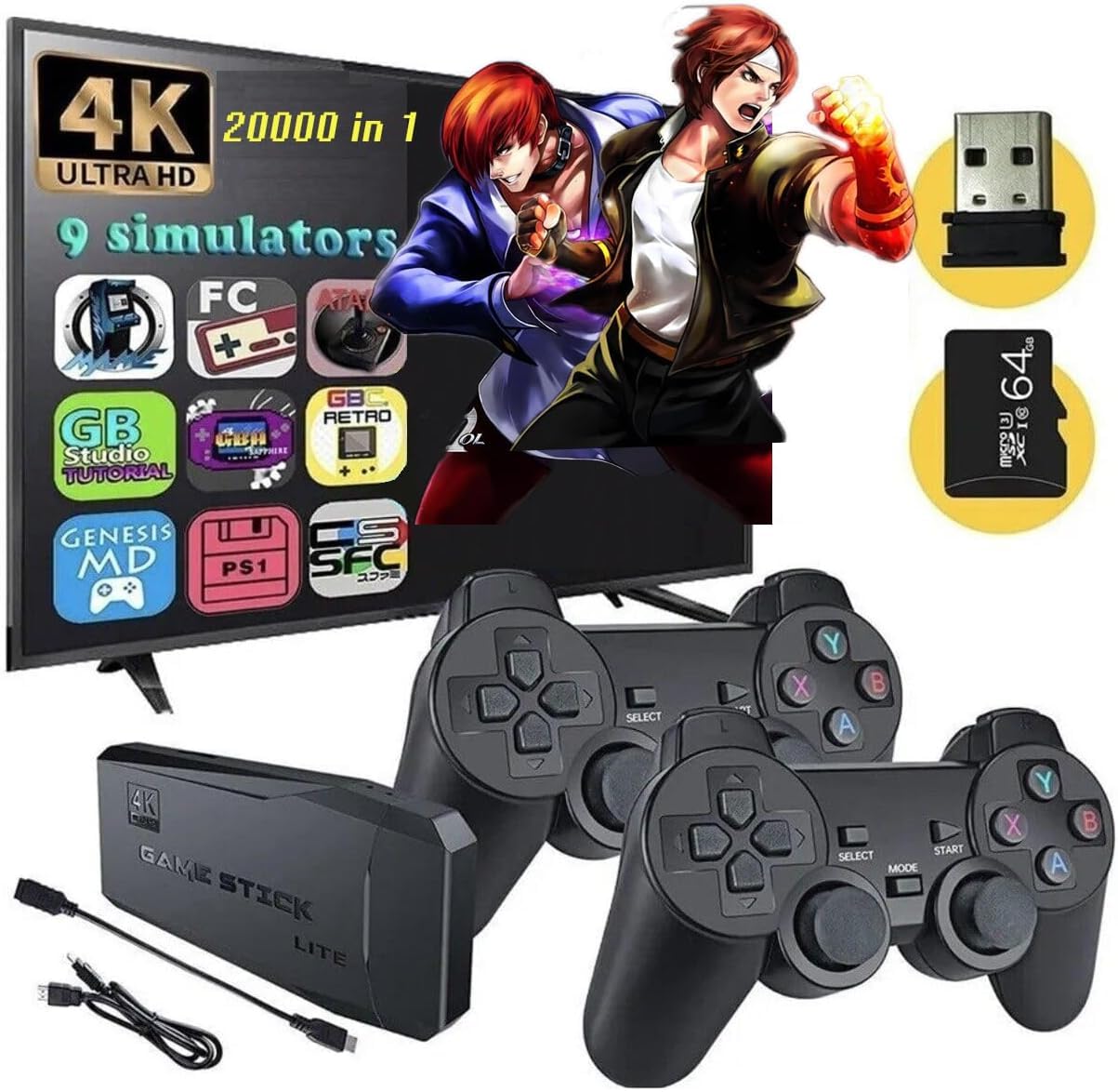 (New 2024 TV HDMI 20,000 Game+ Edition) Wireless Gaming Console(64G), 20,000+ Video Games Plug & Play Video TV Game Stick with Built-in 9 Emulators, ,4K HDMI Output with Dual 2.4G Wireless Controllers (B0D51HJ9SJ) Amazon Price History, Amazon Price Tracker