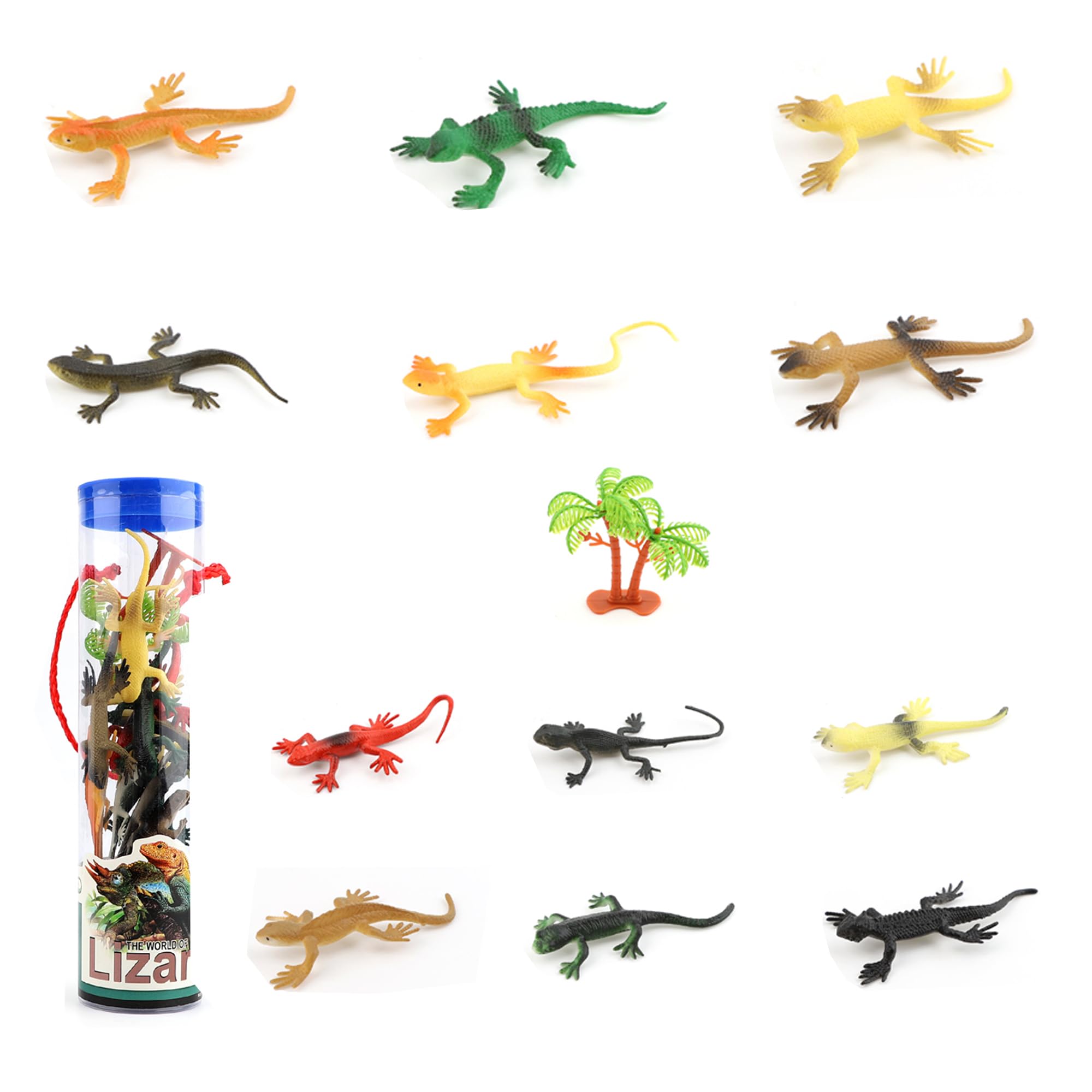 MACMERISE Galaxy Lizard Kingdom Adventure Set - 13 Pieces | Realistic Lizard Figurines with Detailed Features in Portable Container