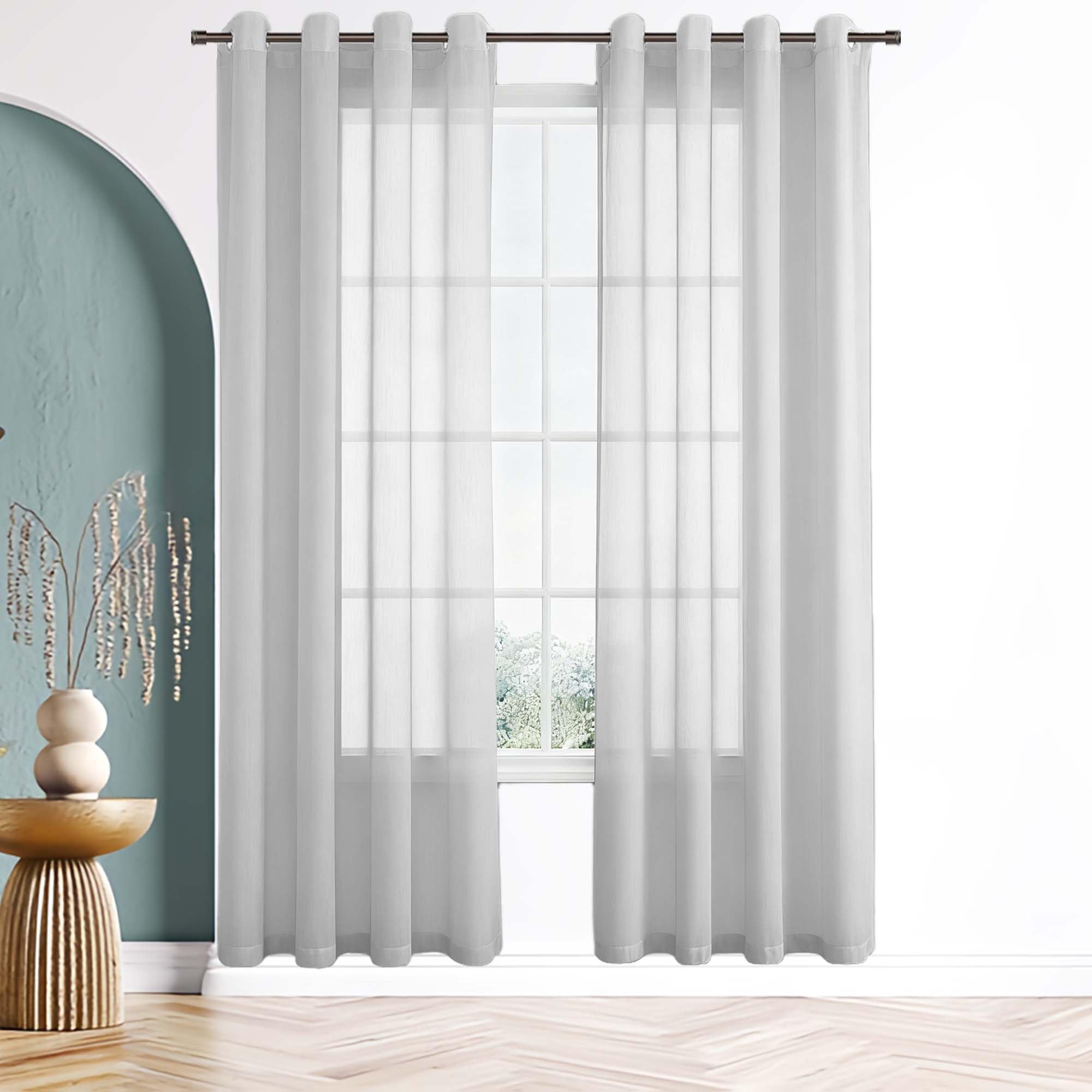 Rideau voile gris clair anti-éblouissement 240 x 160 cm pour protéger votre intimité