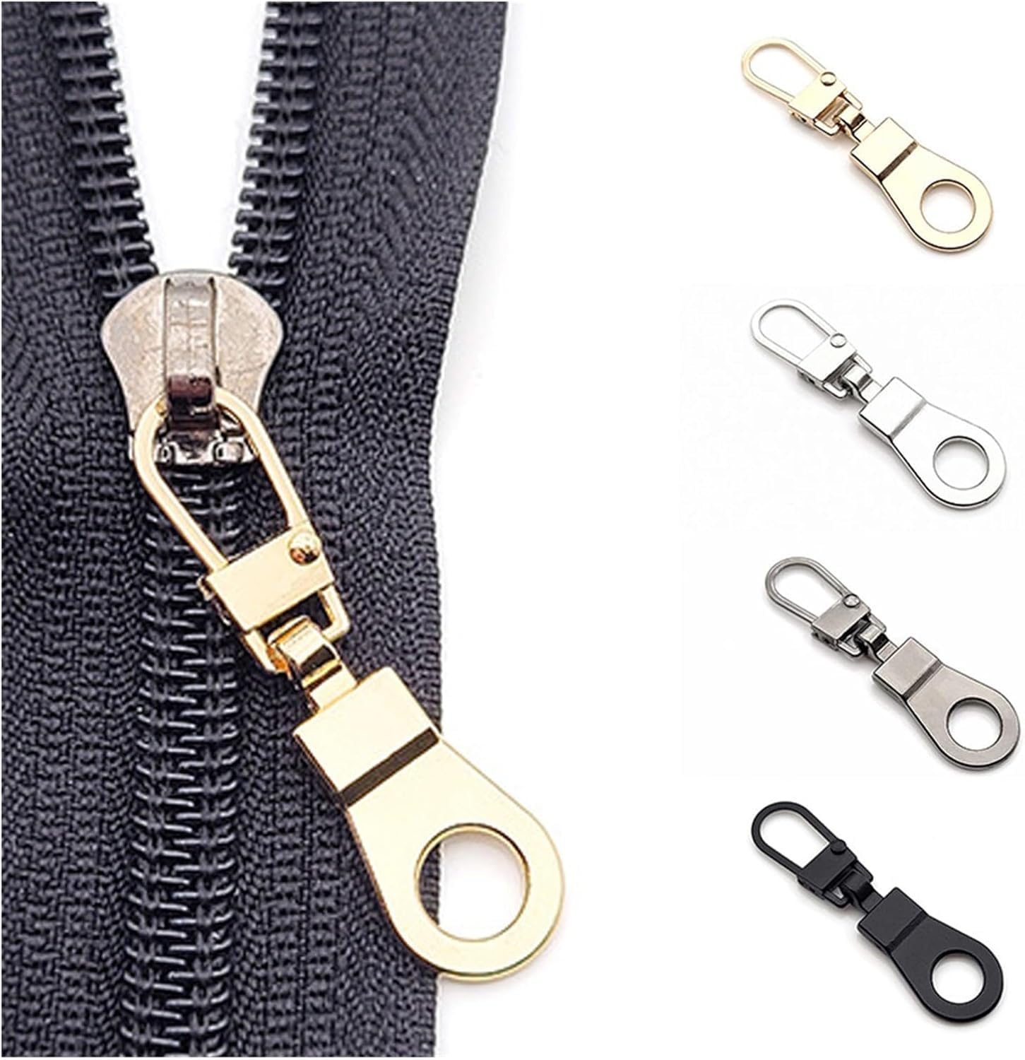 Pulls for Nylon Cewki zamki błyskawiczne metalowe 5 szt. Odpinany metalowy zamek błyskawiczny do torebek puchowych do szycia toreb(Noir)