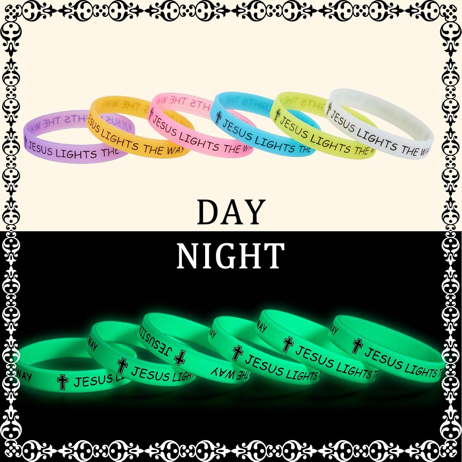 Tondiamo 120 Pcs 8'' Vbs 2026 Bulk Silicone Bracelets Christian Glow in The Dark Wristbands with Scripture Words Christian Gift for Vbs School Missionaries Religious Church Supplies (Multicolor)