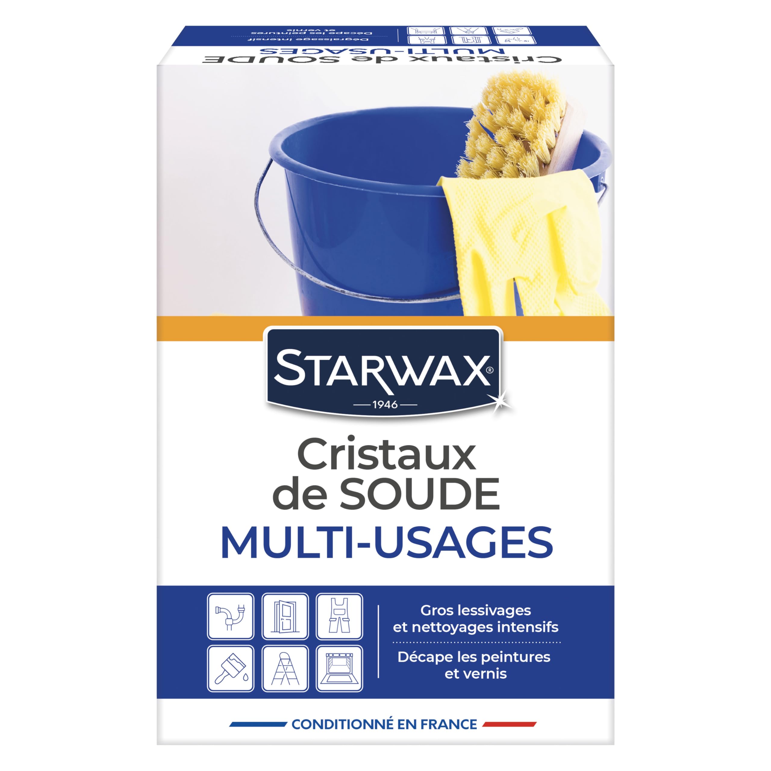 STARWAX - Dégraissant & rénovant Cristaux de soude - Multi-usages - Entretien canalisations & dépeinture - Longue conser