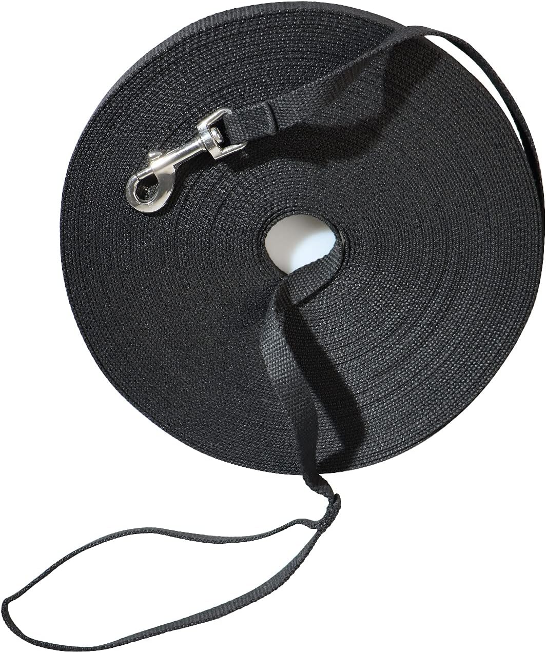 Cotton Web Dog Training Lead Black (20-Feet)