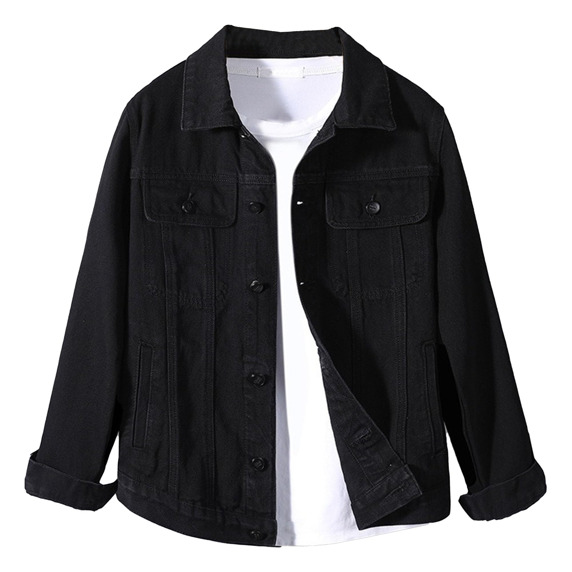 Giacche di jeans slim fit uomo con risvolto tasca frontale Jena | Cappotto da cowboy da camionista con colletto standard con risvolto, giacca da camionista in denim classico per strada casual