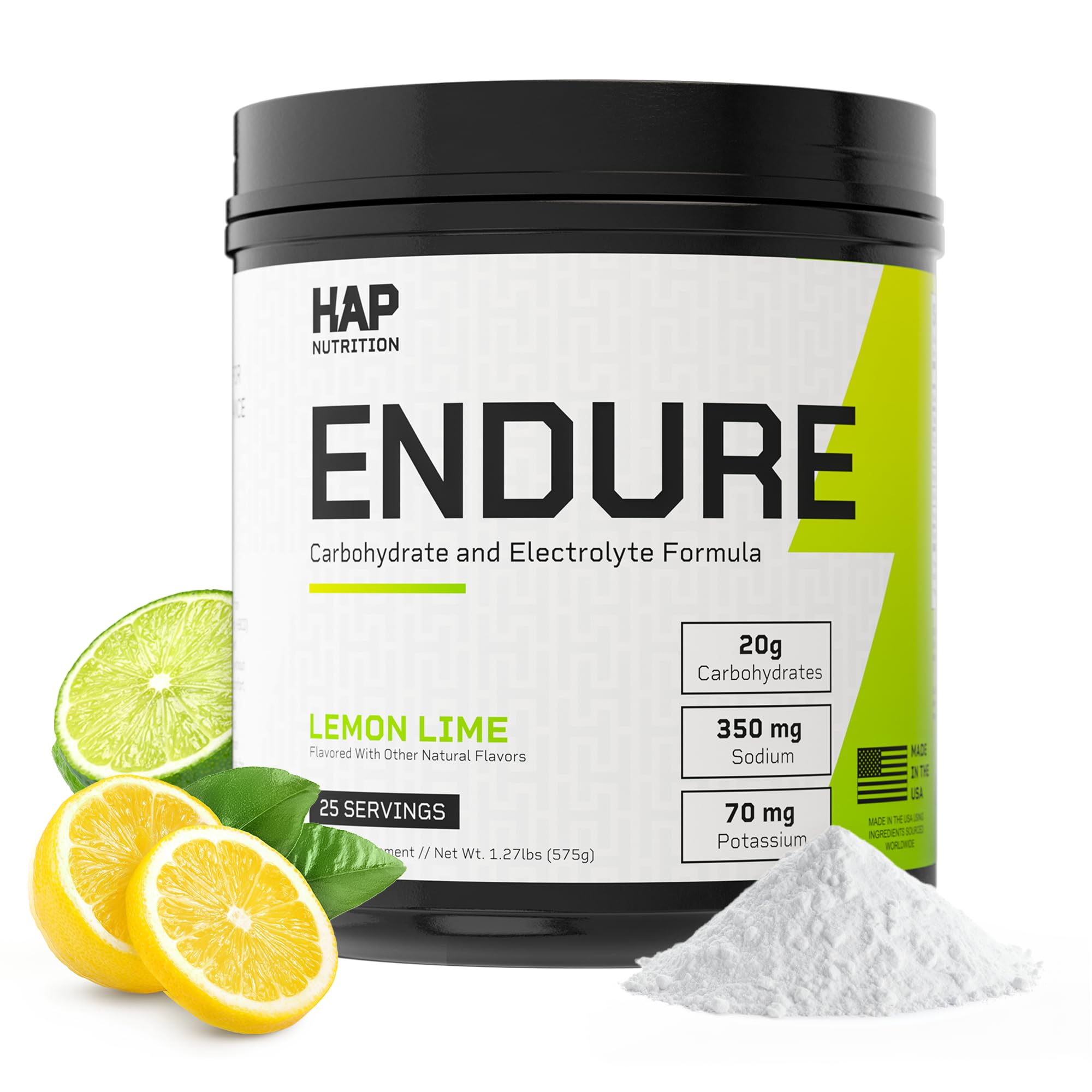 HAP Nutrition Pós-treino de carboidratos e eletrólitos, 20 g de carboidratos, 350 mg de sódio e 70 mg de potássio, 25 porções