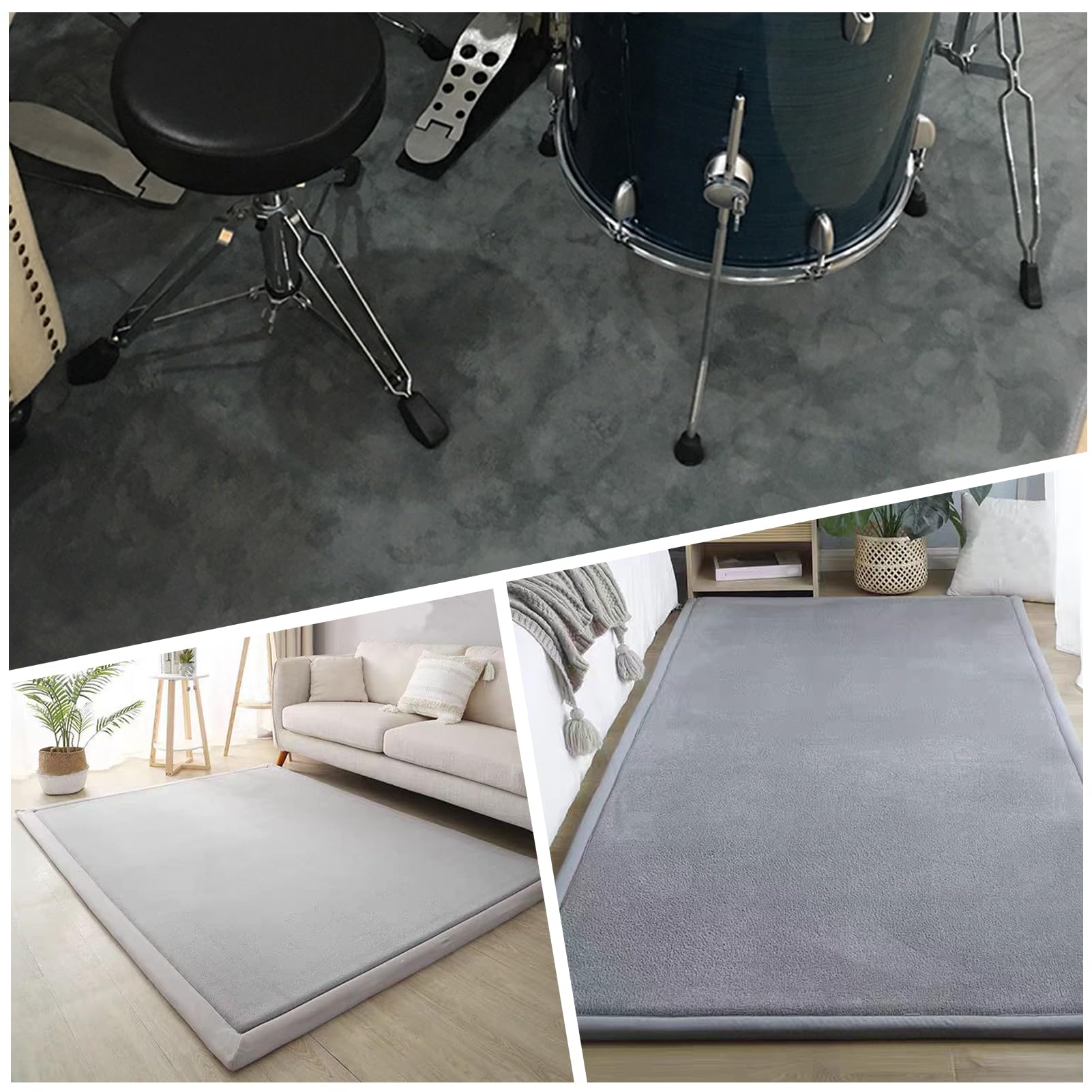 Tappetino Insonorizzato Batteria, Tappeto Batteria Elettronica, Antiscivolo Tappeto per Batteria, Carpet Drum Mat, Tappeto per Batteria e Strumenti a Percussione 100x160cm/39.37x62.99inch