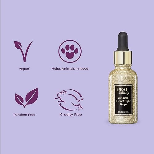 Miniatura 6 de PRAI Beauty - Gotas nocturnas de retinol de oro de 24 quilates  Hidratante antienvejecimiento aceite facial hidratante  1 onza líquida