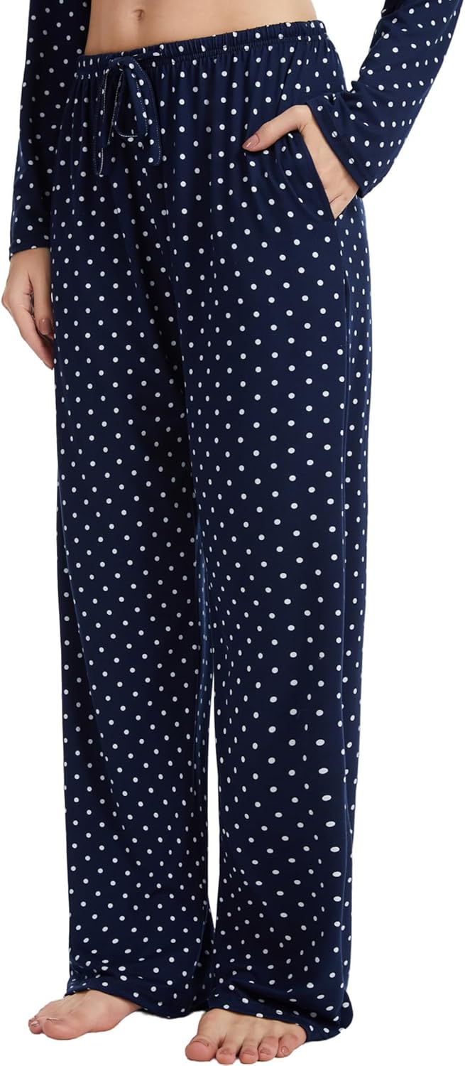 3 Pack: Pajama Pants Women, 4-Way Stretch Soft Lounge Bottoms, Comfy Sleepwear with Pockets (Available in Plus Size) - Image 3