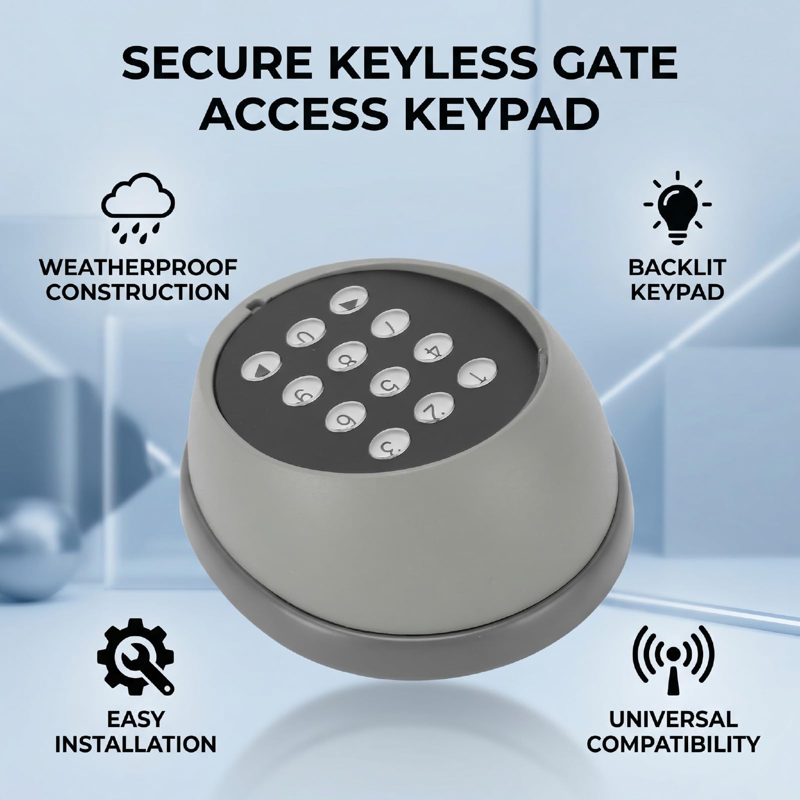 Clavier Automatique sans Fil rétroéclairé Résistant aux Intempéries, pour Ouvre-porte