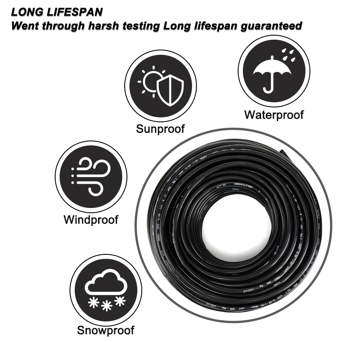 Flexible 100FT/30.5M Electrical Wire,16AWG 2-Conductor Low Voltage Landscape Wire, 16 Gauge Wire for Outdoor Lighting Systems, Widely Used in LED Lighting and Wire Automotive