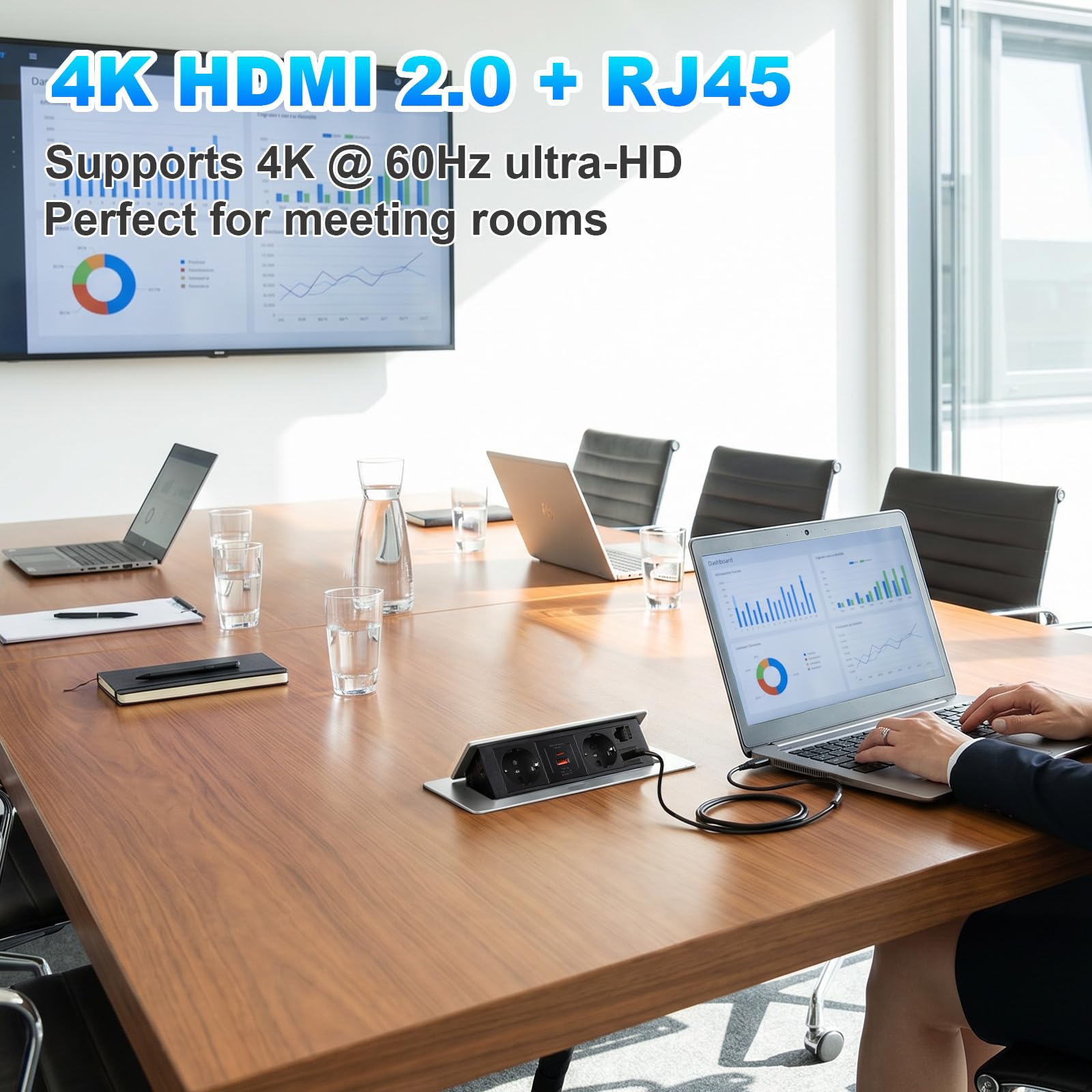 CPROSP Multiprise Encastrable avec 2 Prises, USB (A+C), HDMI 2.0 et RJ45