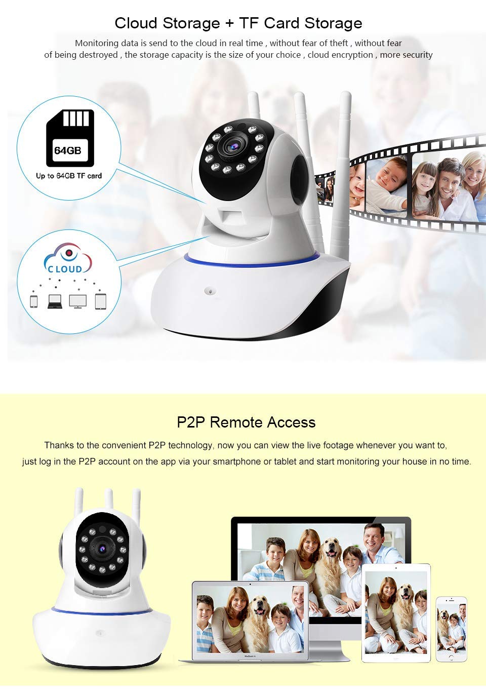 Favone MultipleXR3 V380 Pro Smart WiFi Wireless HD CTV Security Camera | Night Vision | Two-Way Audio | Up to 64 GB microSD Card Slot 2