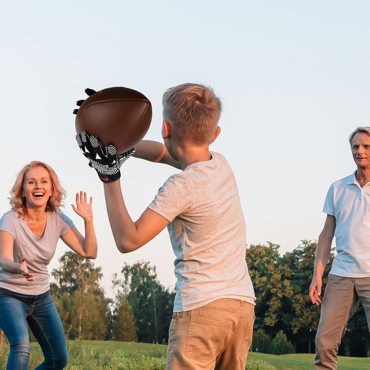 Youth Football Gloves Kids Silicone Grip Receiver Gloves with Super Stick Ability for Best Game Experience thumbnail