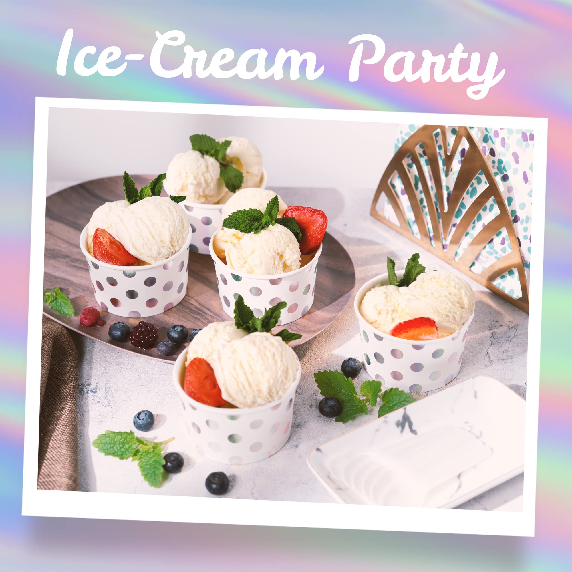 MATICAN Bicchieri Di Carta Per Gelato 155,9g, 50 Pezzi, Ciotole Dessert USA E Getta Per Festa, Yogurt E Zuppe