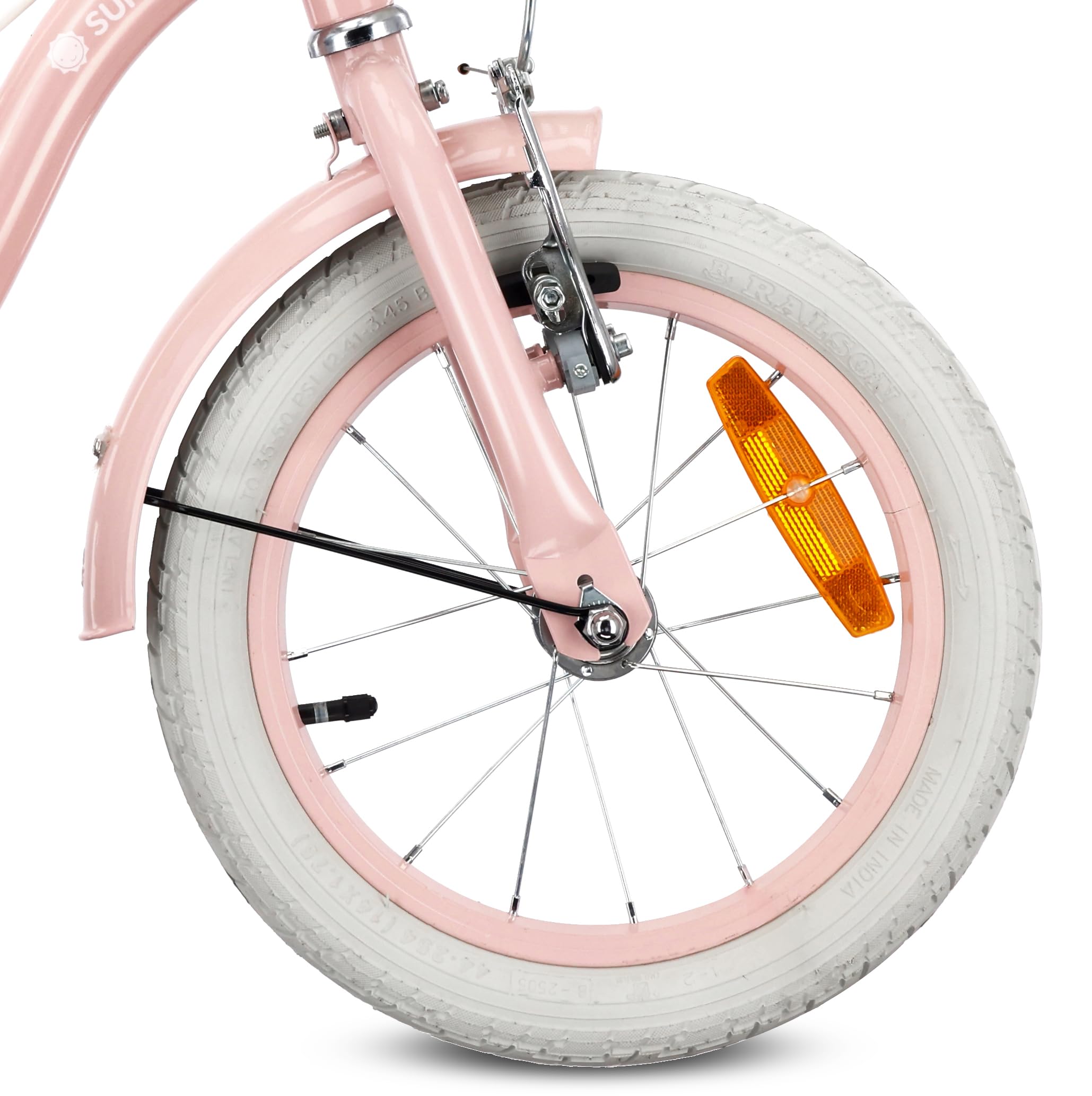 sun baby Kinderfahrrad 14/16 Zoll Flower Bike Retro - Mädchenfahrrad 3-6 Jahre, max. 50 kg - V-Brake-Bremsen, Stützräder, Klingel, Reflektoren, Stahlrahmen, verstellbar
