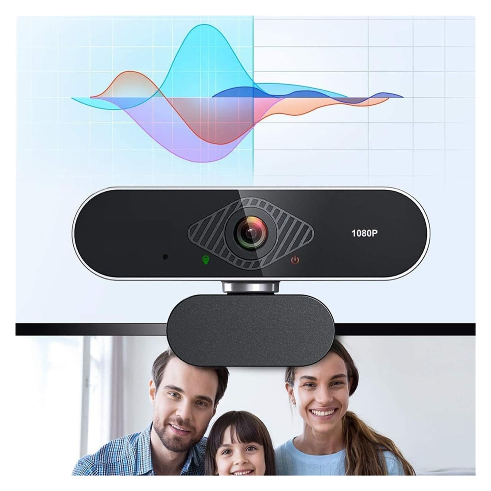 Webcam, Cámara Web con corrección de luz automática 1080P Streaming Computer Cámara Web USB for videoconferencia Enseñanza Juegos