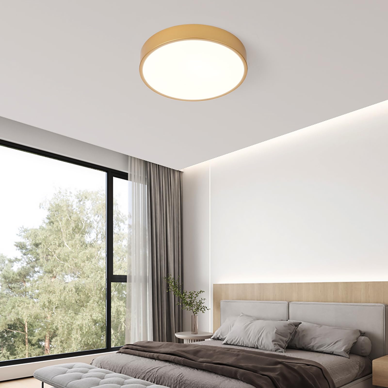 Oro Plafon LED Techo,Ø40Cm Metal 30W Lampara Techo Control De Luz Ajustable Cocina Lampara Circular Lamparas De Techo Salon Para Habitacion Dormitorio Comedor
