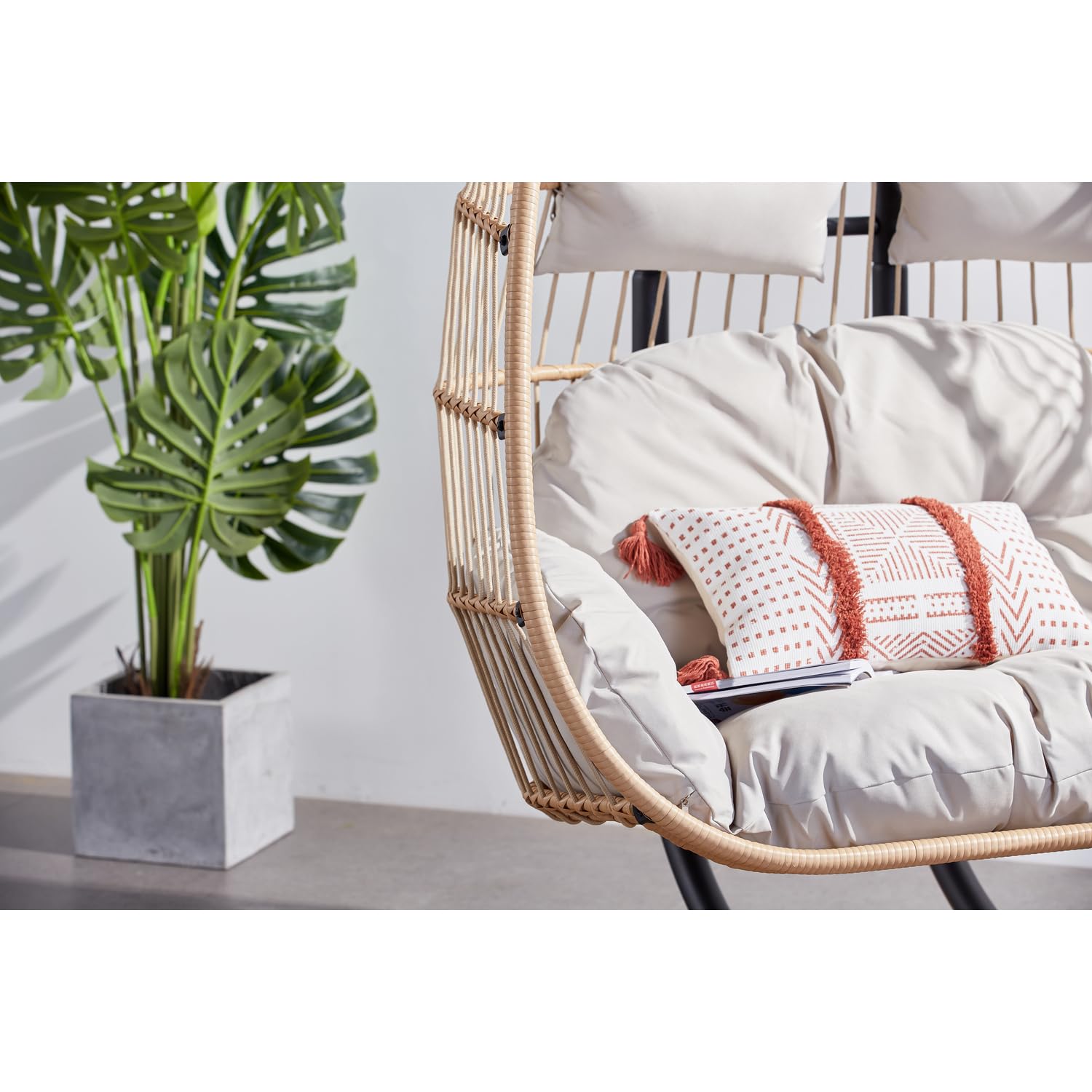 Fauteuil Suspendu FARO Résine Aspect Rotin 2 Places Naturel