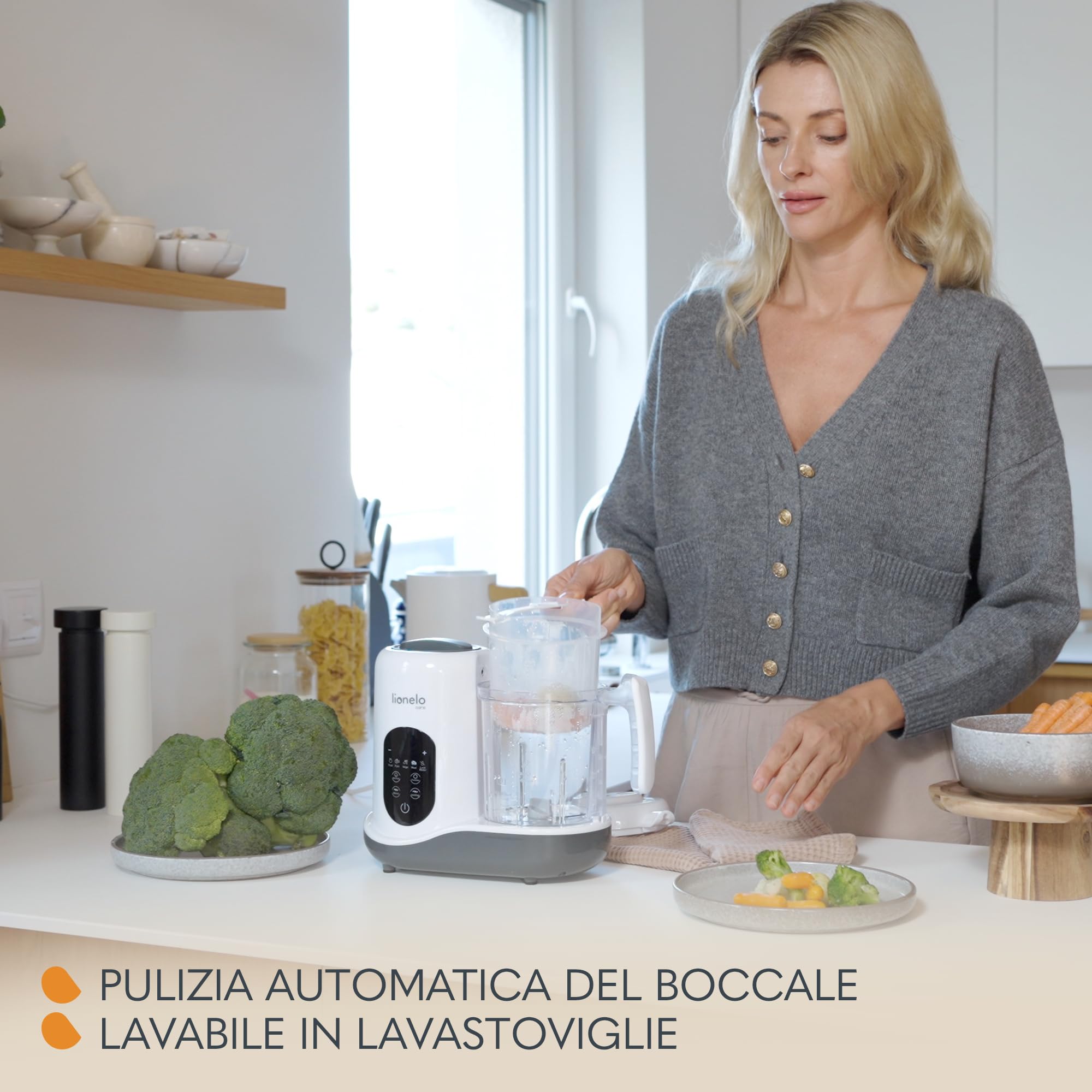 Lionelo BABYMENU 5in1 Robot Cucina e Scaldabiberon per Bambini: Cottura a Vapore, Frullatura, Riscaldamento, Scongelamento, Sterilizzazione, Senza BPA, 35 Ricette