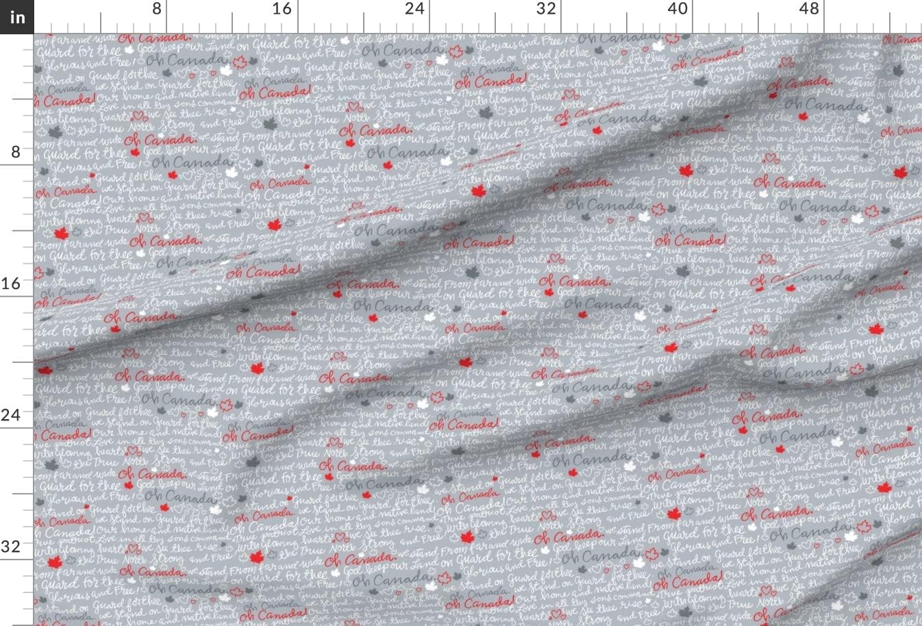 Spoonflower Fabric - Oh Canada Flag Maple Leaf Canadian Gray Red Printed on Upholstery Velvet Fabric Fat Quarter - Upholstery Home Decor Bottomweight Apparel