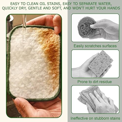 Miniatura 3 de Trapos multiusos para lavar platos de alambre 2026, almohadillas de metal de doble capa, paños de limpieza reutilizables antiarañazos para cocina,