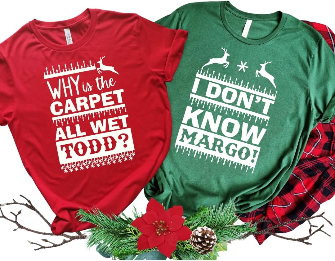 HandmadeWhy Is The Carpet All Wet Todd Shirt Couples, Todd Margo Shirts, Funny Couples Christmas Shirt, Matching Griswold Christmas Shirts, Christmas Vacation Couples Matching Pajamas Top.