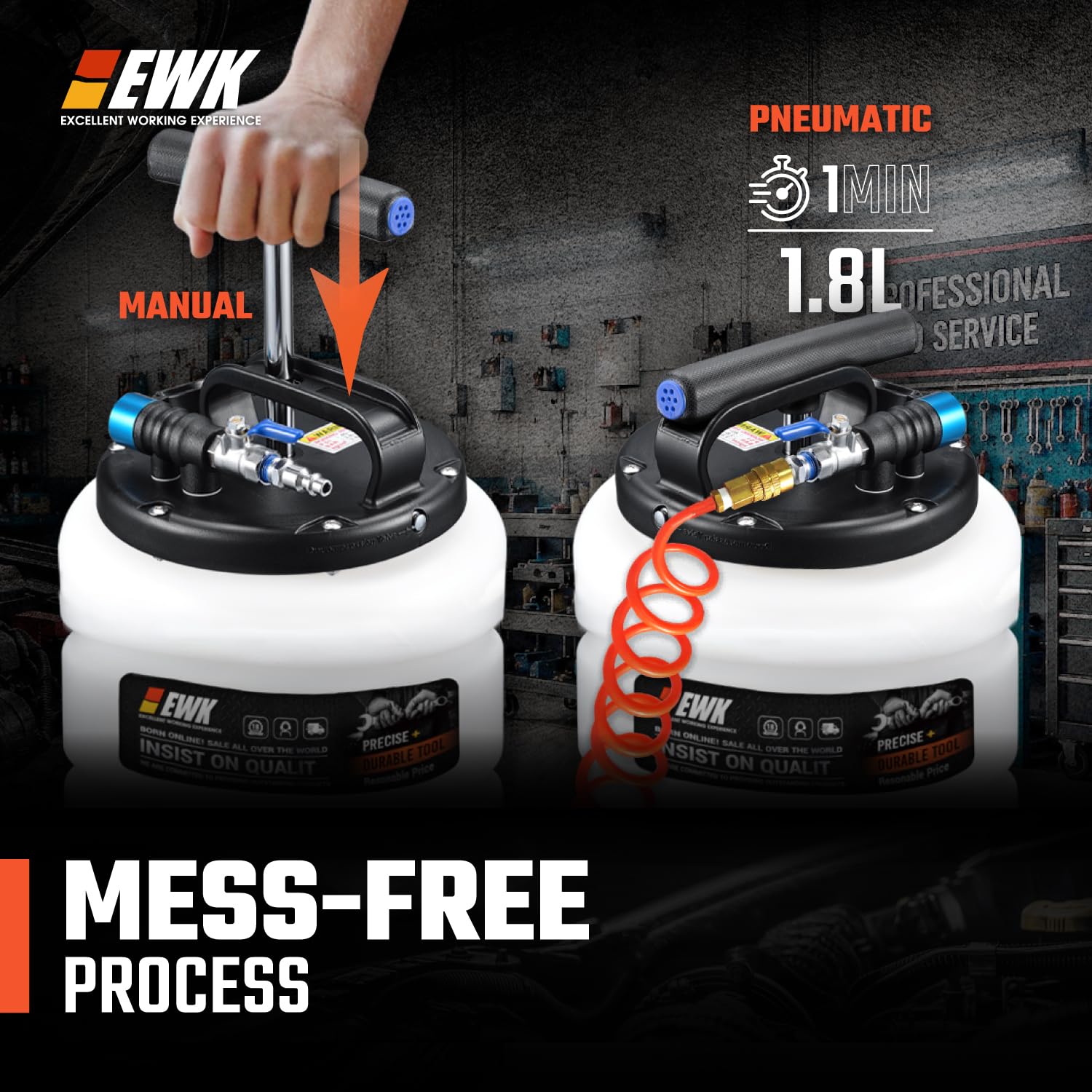 EWK Bomba extractora de aceite neumática/manual de 15 L, evacuador de líquido para cambio de aceite, herramienta de evacuación de vacío de gran capacidad para coches, camiones y maquinaria agrícola