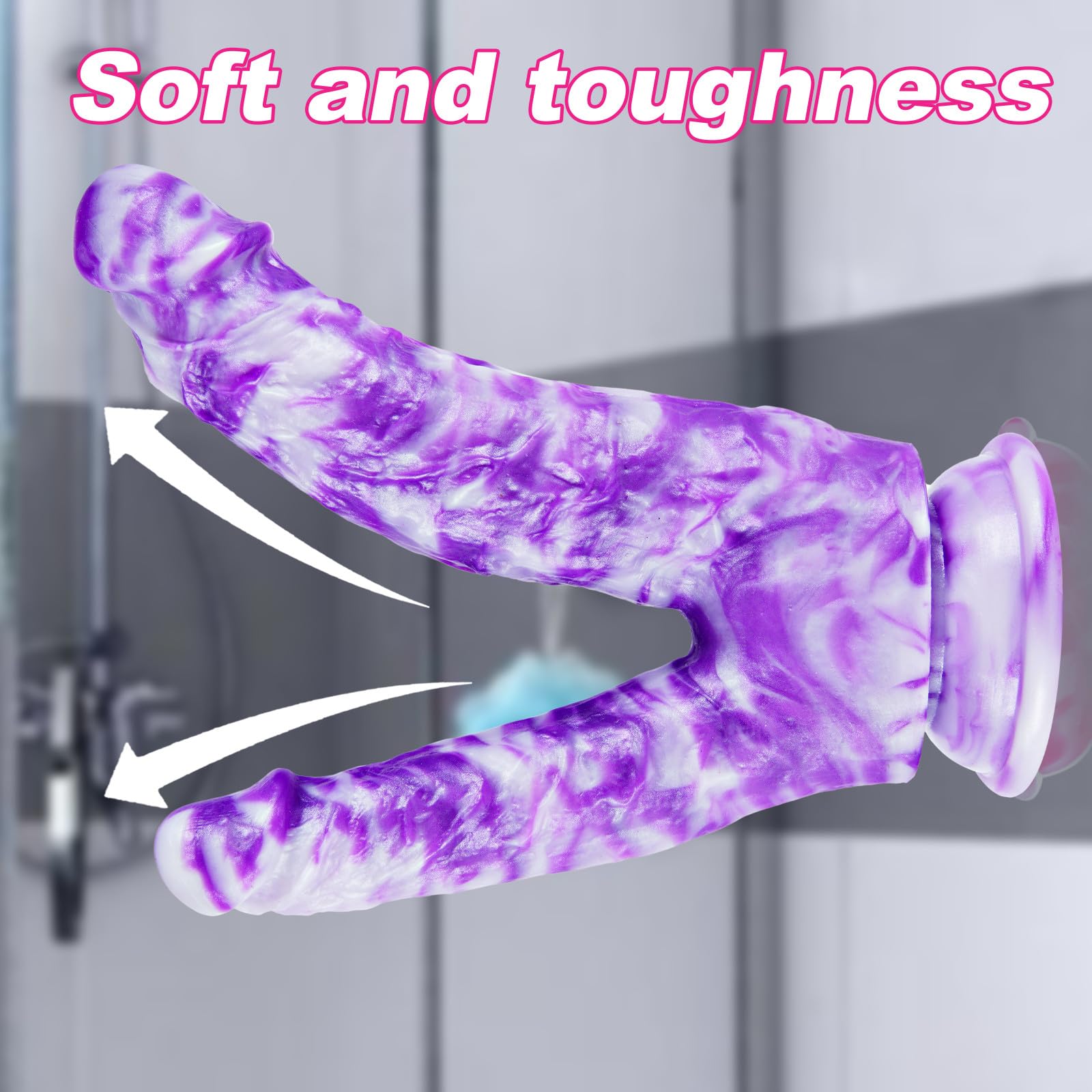 8" Soft Silicone Double Headed Monster Dildo with Suction Cup, 7" Realistic Colorful Double Sided Head Dildo for Beginners, 6" Small Fantasy Pink Purple Dildos with Curved Shaft for G-spot Anal Play