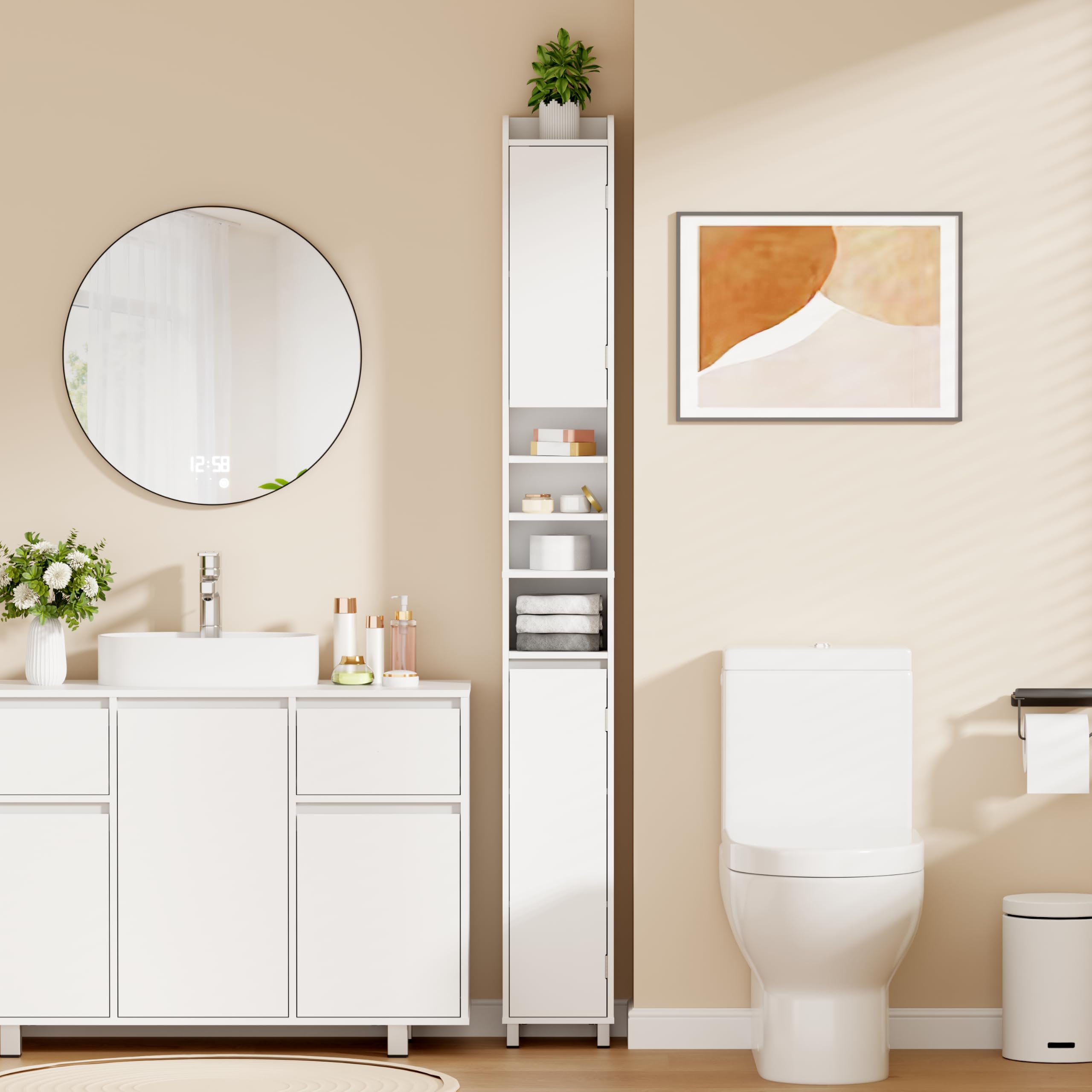 BEWISHOME Meuble Étroite Salle de Bain Rangement Petit Espace 20x20x180cm