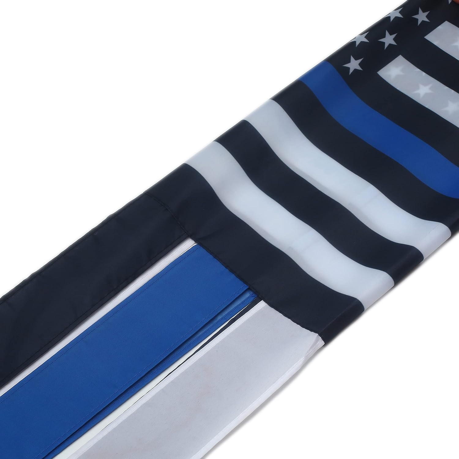 Police Flag WindSock US Policeman Flags 2 Pack Stripes Wind Socks For Yard And Policemen Party Flag, 60 inch