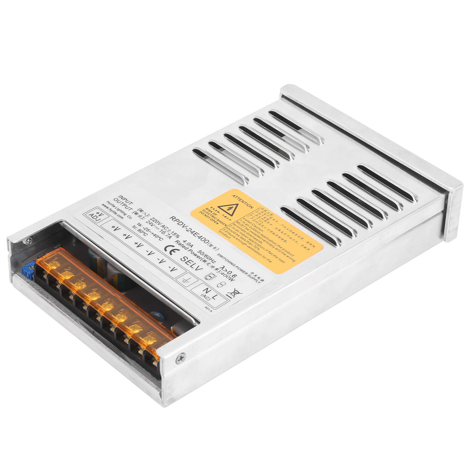 Fuente de Alimentación Conmutada LED, Interruptor de Iluminación Exterior de Refrigeración Eficiente para Ingeniería a Prueba de Lluvia (RPDV-24E400 24V)