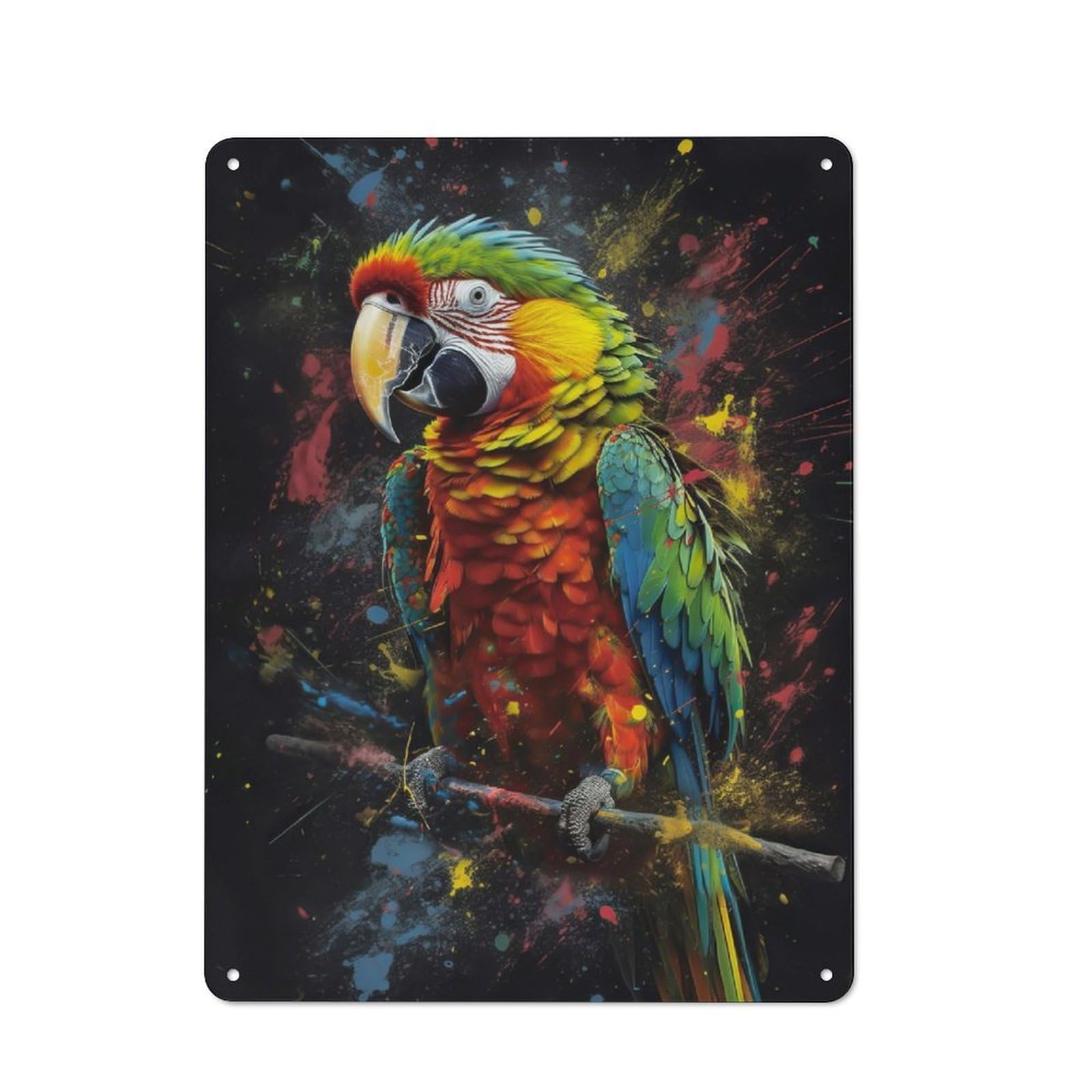 Junmoney Parrot Painting Printed Metal Sign 40X30cm For Studio Or Craft Room, For Creative-Space Collectors