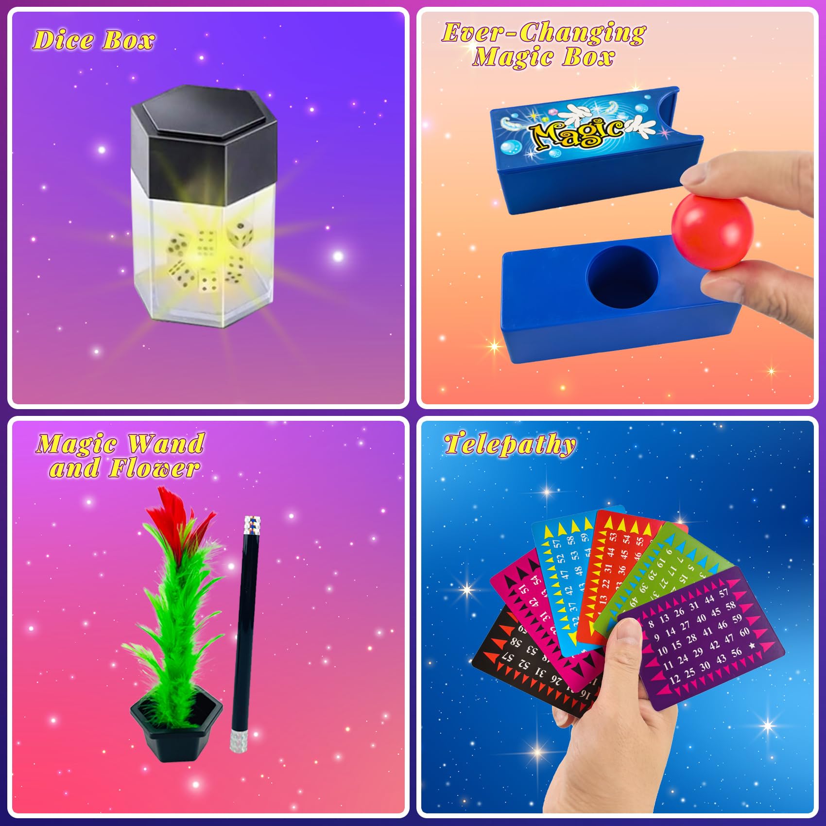 Kit de Magie - 80+ Coffret Magie Enfant avec Baguette Magique et Instructions, Incroyable Tour de Magie Jeux Enfant 3-12 Ans, Jouet Cadeaux pour Garçons Filles Tout-Petits Débutants