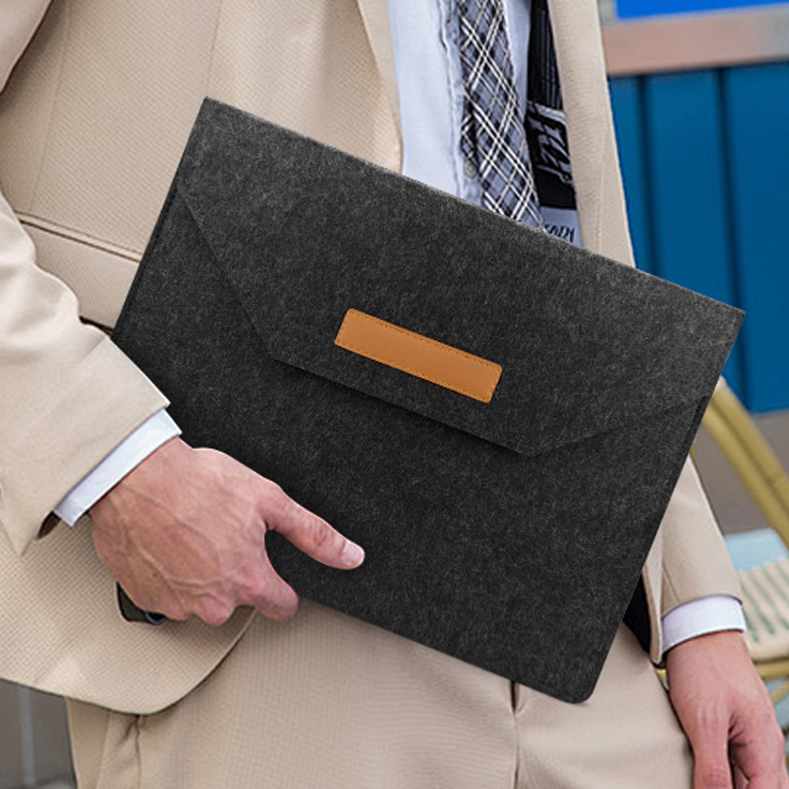 Filz Laptop Hülle 11 Zoll – Ultradünn, Mit Mehreren Fächern, Für Tablet & Slim Laptop, Hellgrau