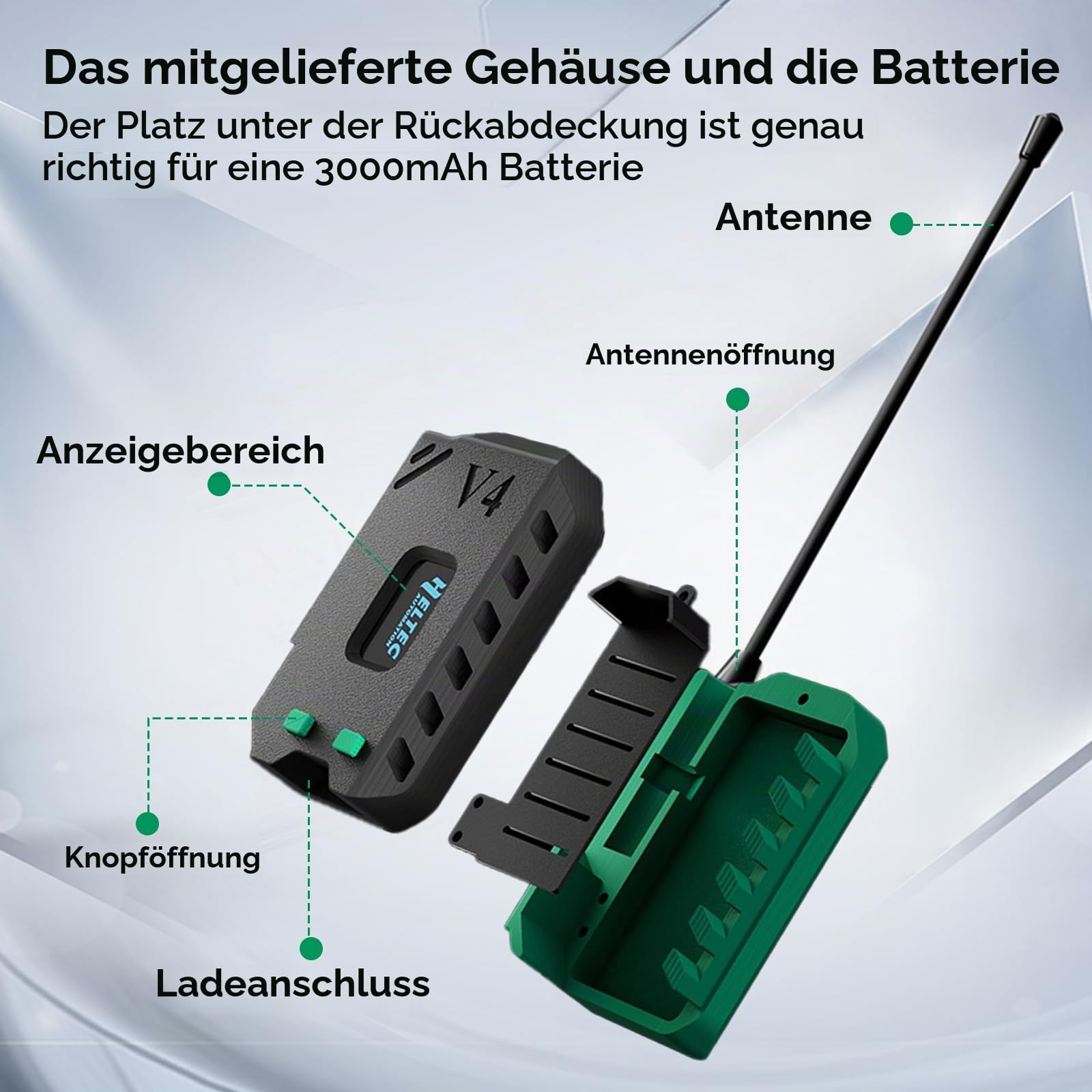 LoRa ESP32 V4 Entwicklungsboard mit 3000 mAh Akku,APKLVSR ESP32-S3 LoRa 32 V4 Modul mit OLED-Display,Schützendes Gehäuse,ESP32-S3 SX-1262 Chip,für Meshtastic IoT Arduino(2 Stück)