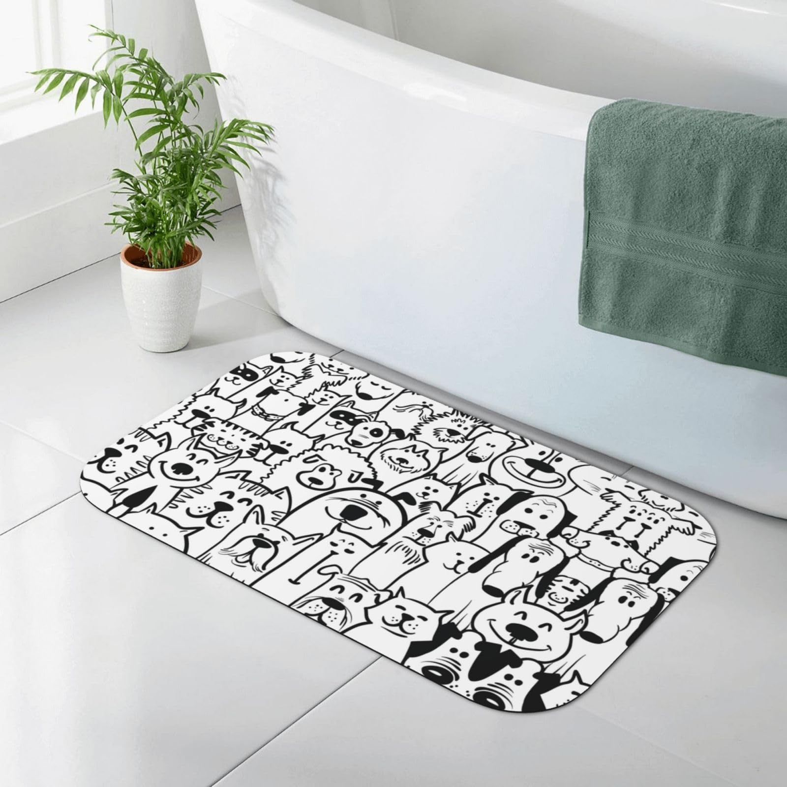 Tapis de salle de bain en caoutchouc super absorbant et doux pour le sol