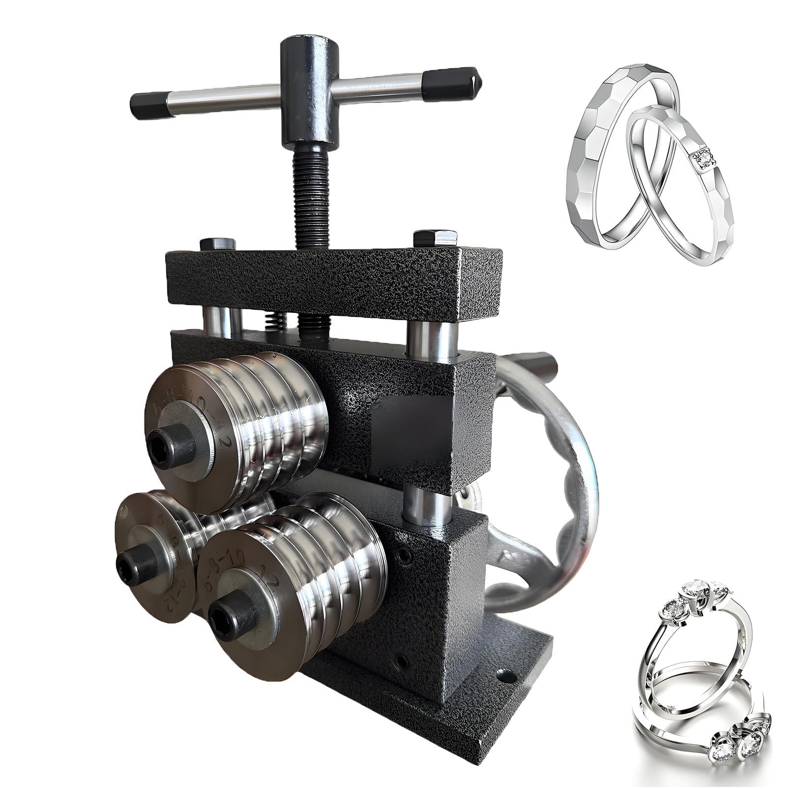 Walcarka Jubilerska 3 W 1 z Napędem Ręcznym, 6–8–10–12 mm