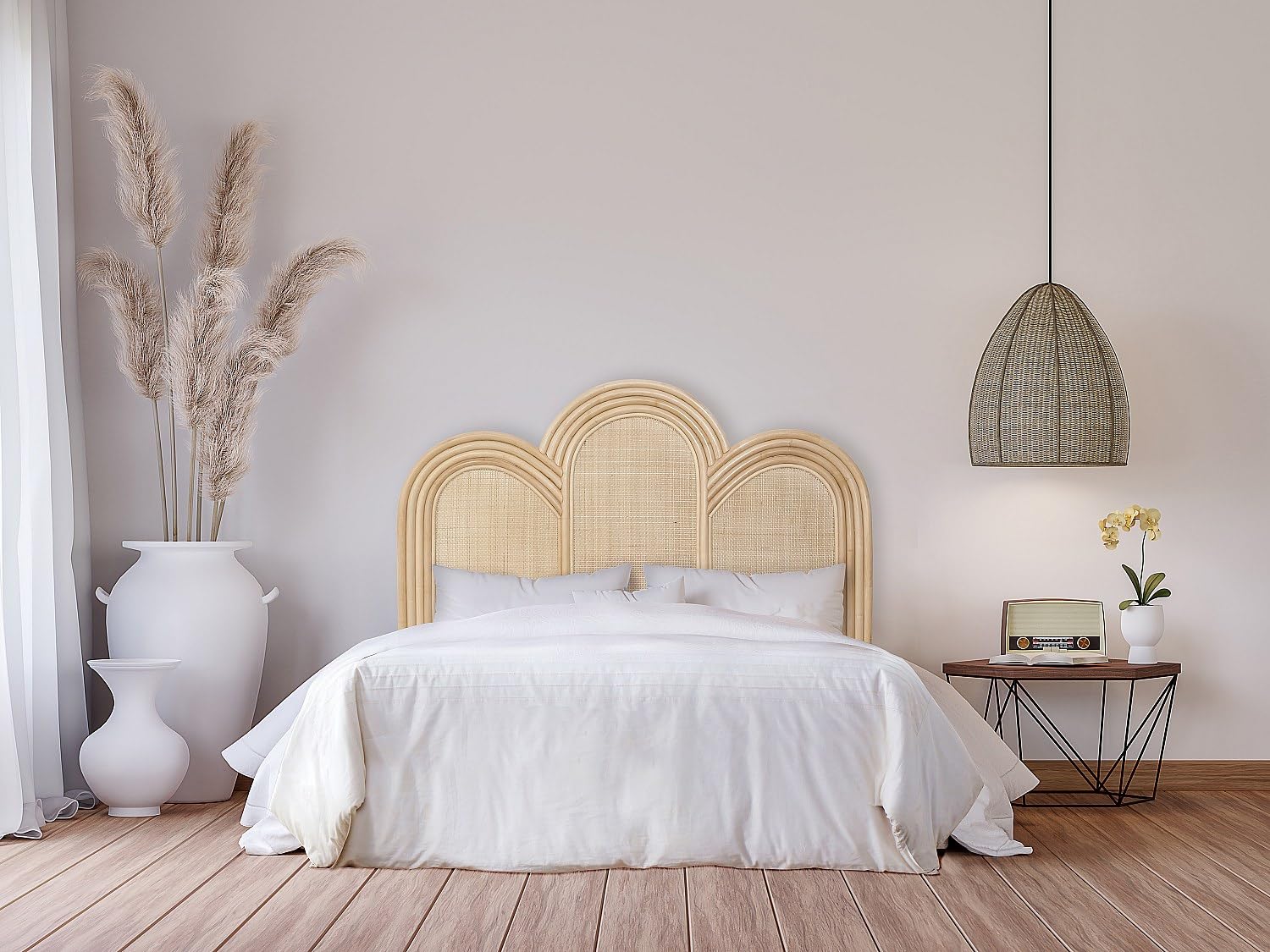 Vente-unique-Cabecero de Cama 140 cm - Ratán - Natural - JAKOBIA