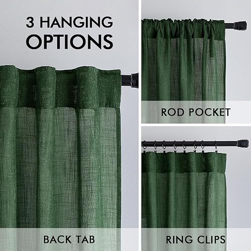 Miniatura 5 de MIULEE Cortinas de lino de 84 pulgadas de largo para sala de estar, 2 paneles, bolsillo con pestañas traseras, filtrado de luz, semitransparentes,