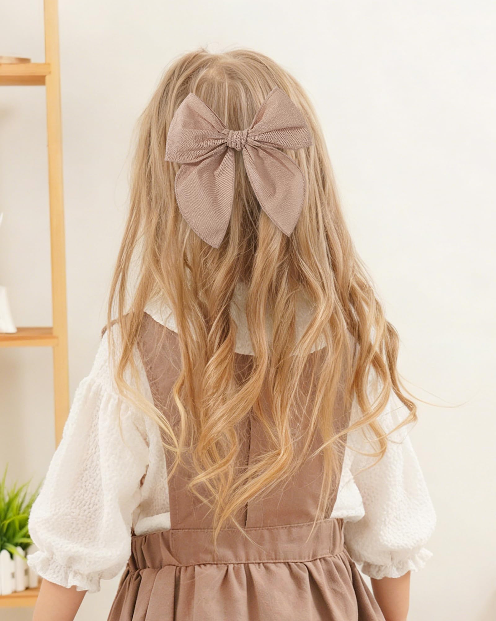 4PCS Baby Girls Hair Clips Fable Hair Bows Cotton Linen Bows for Girls Hair Accessories for Baby Toddlers Kids Women Pink White - Image 4