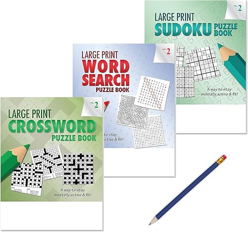 ZOCO - 10 paquetes de regalo - Juegos de cerebro con letra grande para adultos - Cada paquete incluye (1) búsqueda de palabras, (1) crucigrama, (1)