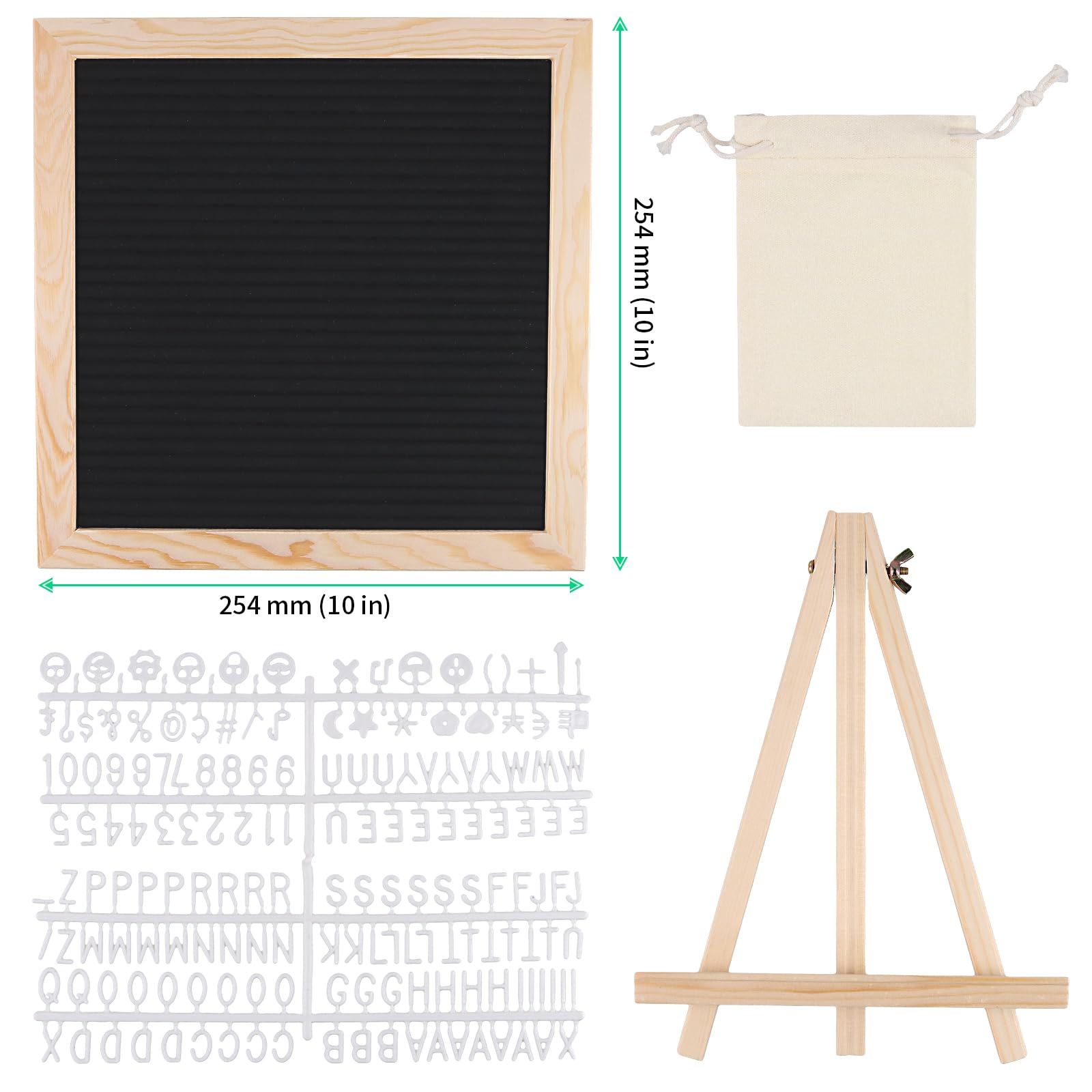 FUNSUEI 2 Sets Felt Letter Board with Letters and Stand, 10 Inch Black Felt Message Board, Announcement Board for Home Office Decor - Image 2