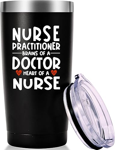 Miniatura 8 de AMZUShome Taza de enfermera practicante Brains Of A Doctor Heart Of A Nurse. Semana de enfermeras, regalos de graduación de escuela de enfermería.