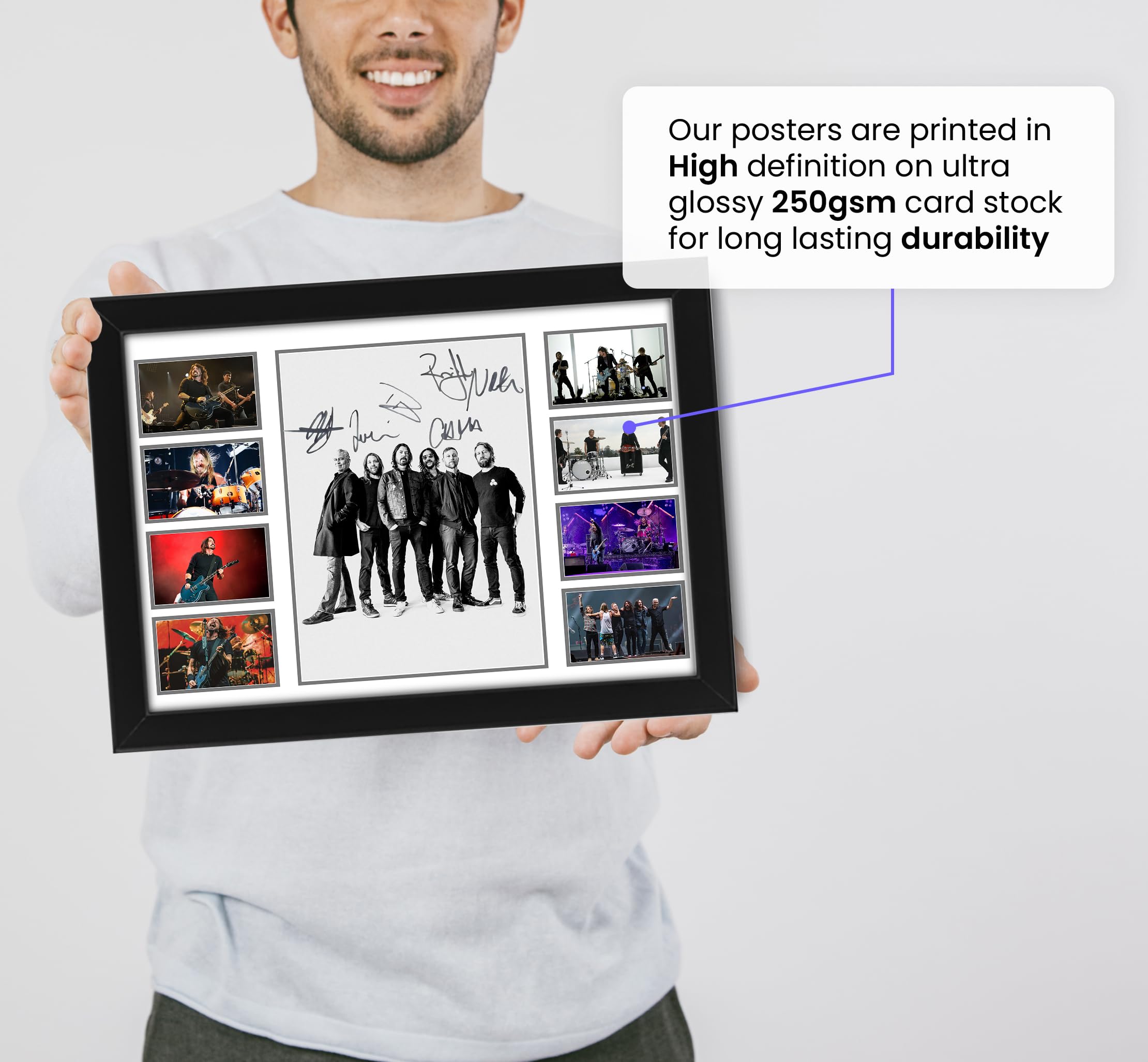 Poster con stampa autografata dei Foo Fighters, edizione limitata, idea regalo per fan – Memorabilia da collezione (Dave Grohl, Taylor Hawkins, Pat Smear, Nate Mendel, Chris Shiflett, Rami Jaffee)